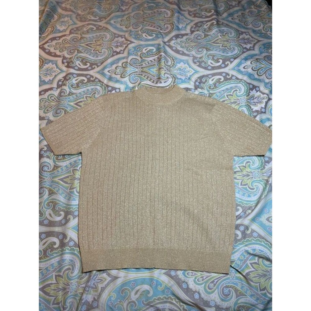 Sag Harbor Gold Metallic Mock Neck Sweater
